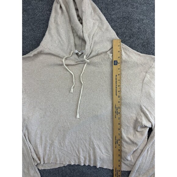 LBLC The Label Hoodie Women's Large Beige Ribbed Pullover Sweater - Picture 3 of 7